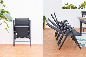 Table de jardin extensible 12 fauteuils en aluminium et textilene