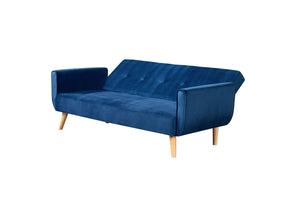 Berlin canapé convertible 3 places en velours bleu nuit ensemble incliné