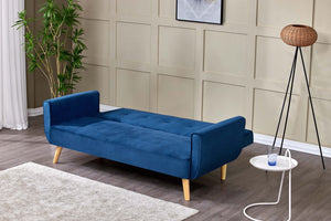 berlin canape convertible 3 places en velours bleu nuit ensemble mode lit