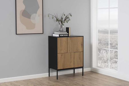 buffet Factory industriel Noir et bois 4 placards 