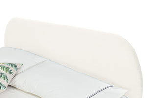 cadre de lit en velours beige 160 sur fond Blanc