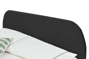 cadre de lit en velours noir 160 sur fond Blanc