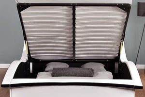 lit led avec coffre blanc en simili