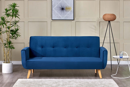 Canape berlin canape convertible 3 places en velours bleu nuit 