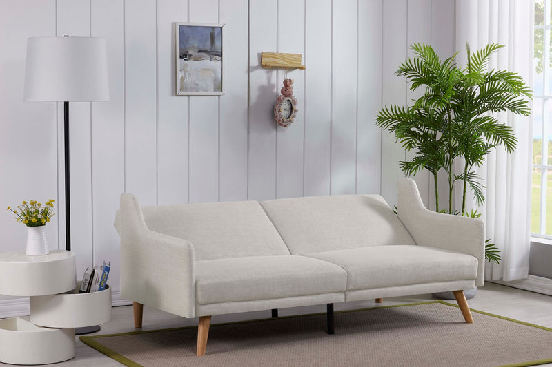 Canapé convertible scandinave gris clair effet lin