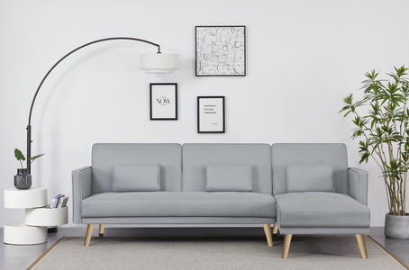 Canapé d'angle réversible et convertible gris 