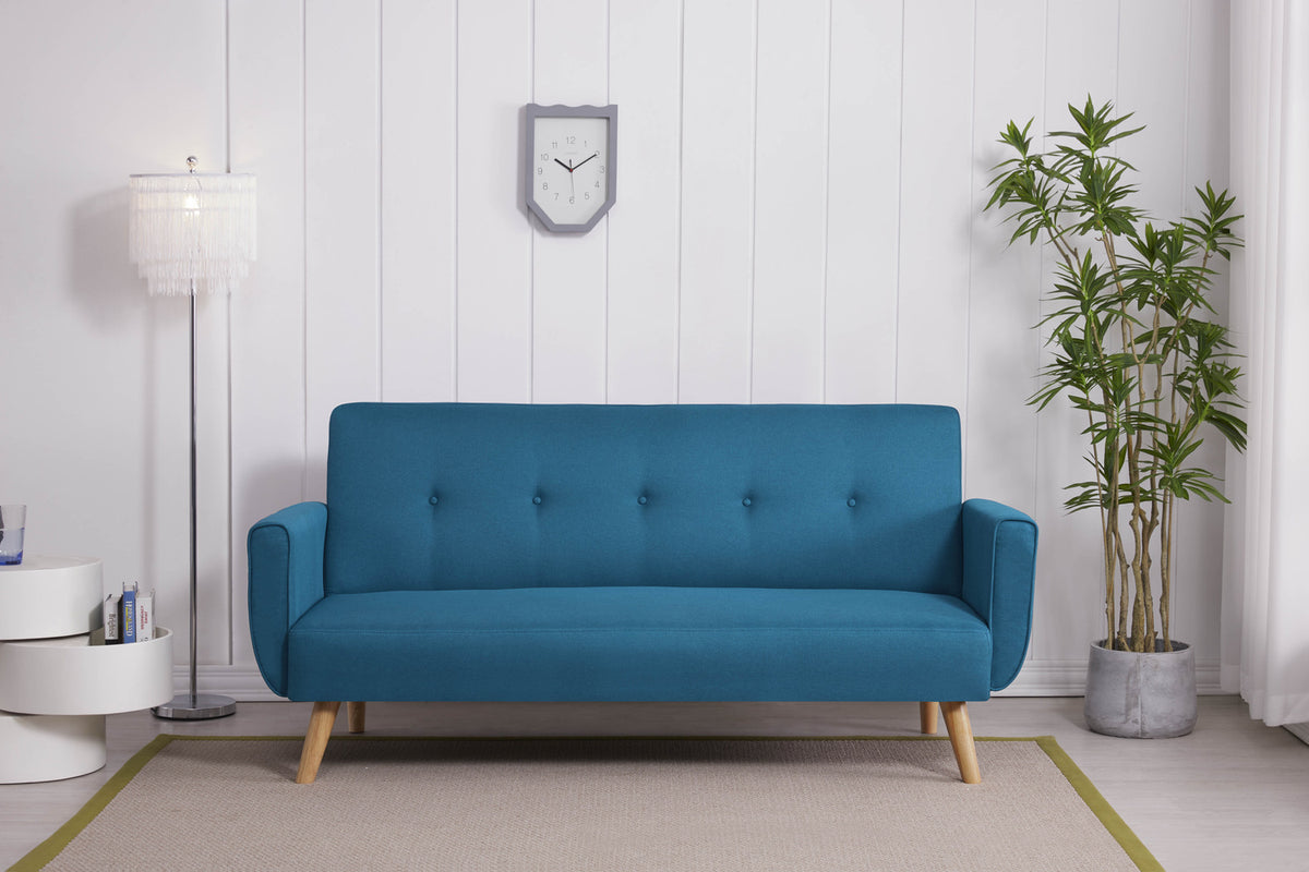 Canapé de style scandinave bleu canard convertible de 3 places