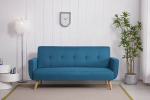 Canapé de style scandinave bleu canard convertible de 3 places