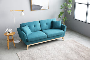 Canapé de style scandinave et chic Hoga bleu canard 3 places