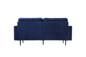 Canapé design en velours bleu foncé dos du canapé