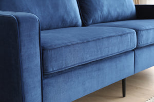 Canapé cannage Velours Bleu Marine - Arne Concept Canapé cannage Velours Bleu Marine - Arne Concept