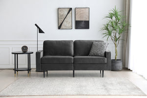 Canapé design en velours gris foncé 2 places