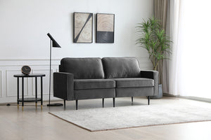 Canapé design en velours gris foncé pieds métal