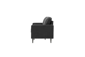 Canapé design en velours gris foncé vue de côté