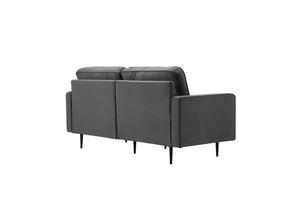 Canapé design en velours gris foncé vue de côté