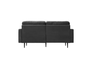 Canapé design en velours gris foncé vue de dos