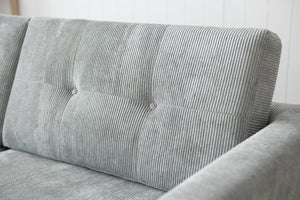 Canapé scandinave 3 personnes avec 2 coussins velours côtelé gris clair zoom 1