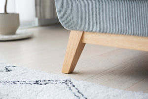 Canapé scandinave 3 personnes avec 2 coussins velours côtelé gris clair zoom 3