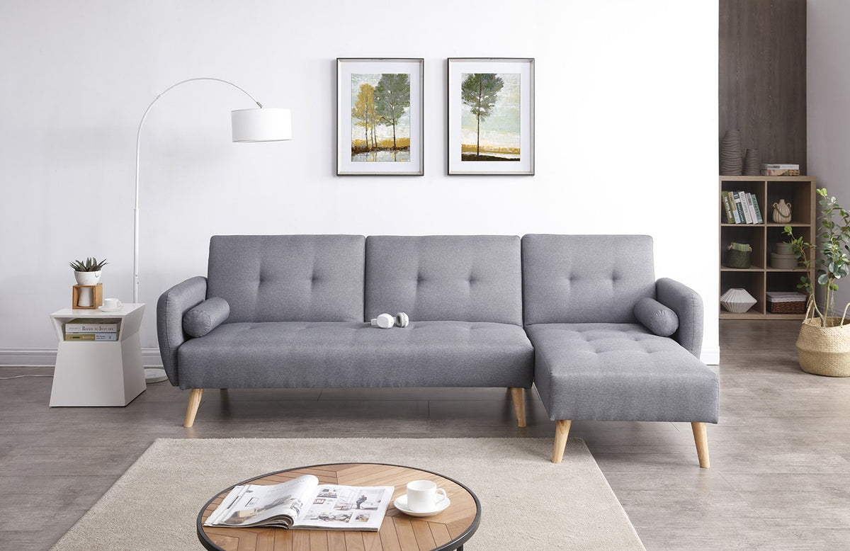 Canapé style scandinave convertible gris clair de 3 places