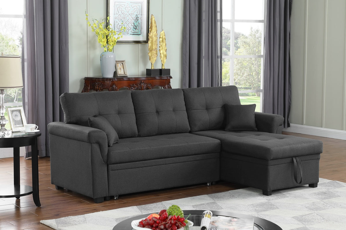canapé angle convertible gris foncé
