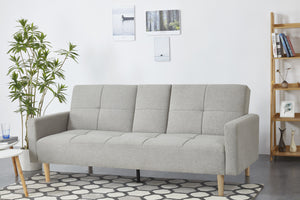 canapé convertible pieds scandinaves en tissus gris 