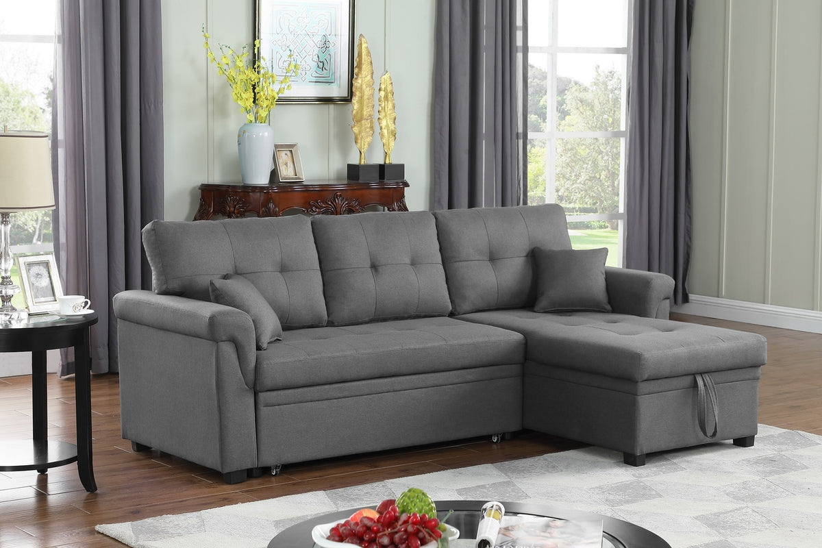 canapé d'angle convertible coloris gris clair