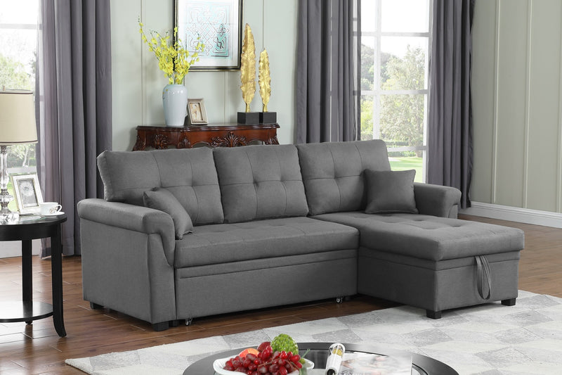 canapé d'angle convertible coloris gris clair