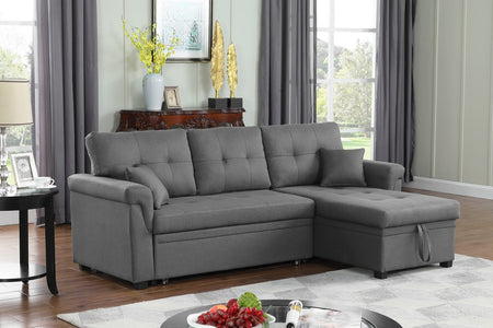 canapé d'angle convertible coloris gris clair