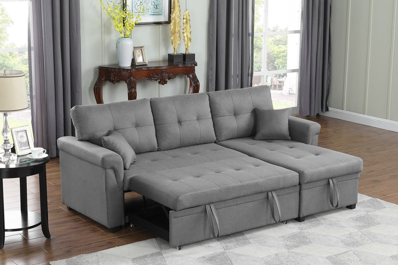 canapé d'angle convertible lit gris clair