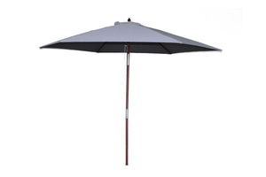 parasol gris en bois inclinable Ø 300 cm