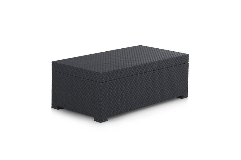 coffre de jardin effet résine tressée gris anthracite fond blanc