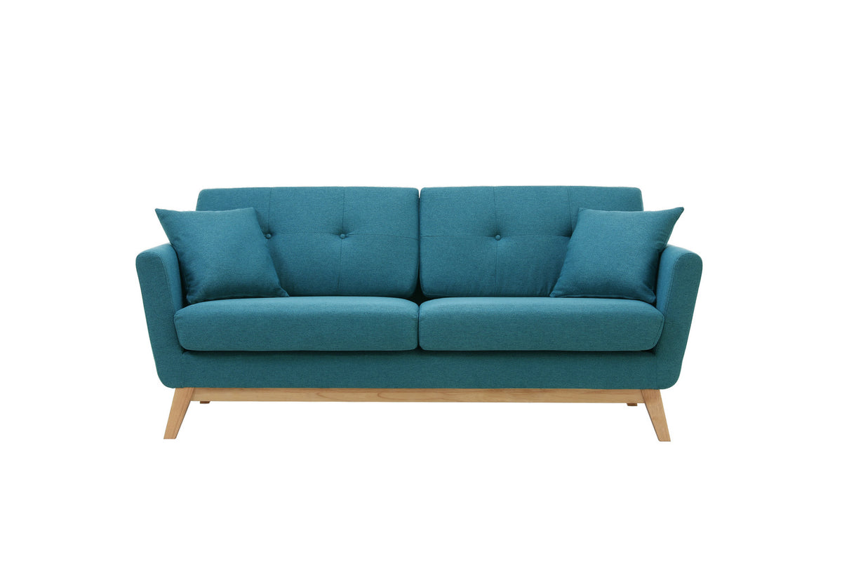 Canapé de style scandinave et chic Hoga bleu canard 3 places