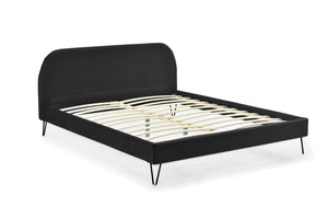 cadre de lit en velours noir de 140 cm