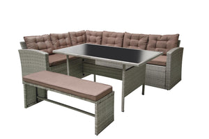 meubles de jardin angle et banquette Gris et café Moorea