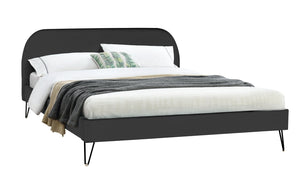 cadre de lit en velours noir de 140 cm