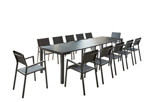 console extensible en aluminium et 12 chaises