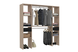 dressing 6 étagères + 2 tiroirs et 2 placards fonctionnels bois