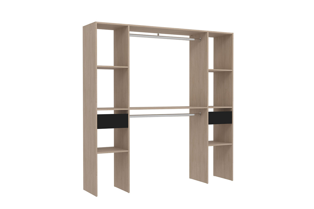 dressing 6 étagères + 2 tiroirs et 2 placards fonctionnels Elysée bois