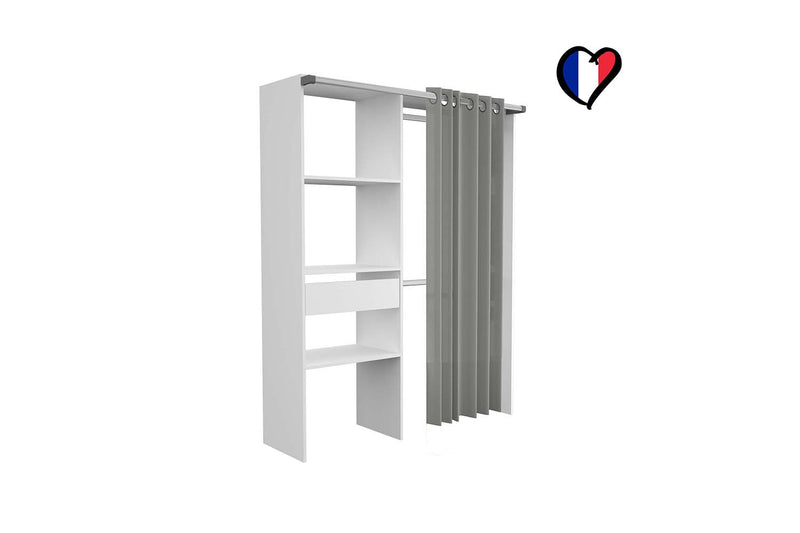 dressing blanc 1 rideau + 4 étagères + 2 placards + 1 tiroir Paris