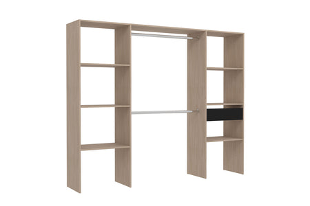 dressing bois pratique avec 6 étagères + 1 tiroir et 2 placards Elysée