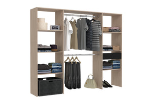 dressing bois pratique avec 6 étagères + 1 tiroir et 2 placards