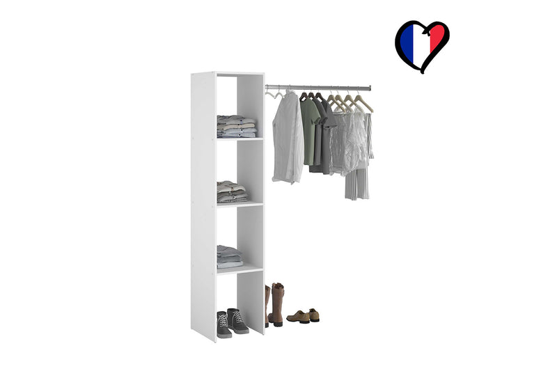 dressing elysee avec 3 étagères + 1 placard design et pratique Blanc