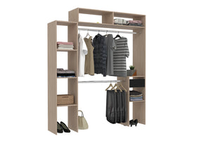 dressing extensible 2 placards + 4 étagères + 1 tiroir bois