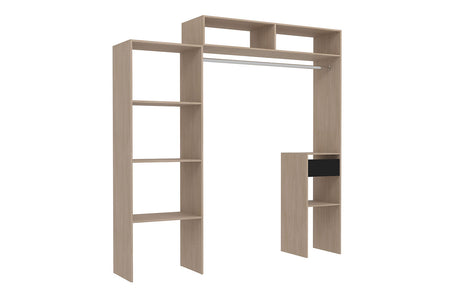 dressing extensible avec 2 placards + 4 étagères + 1 tiroir Elysée bois