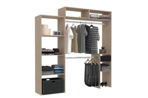 dressing extensible avec 2 placards + 4 étagères + 1 tiroir bois