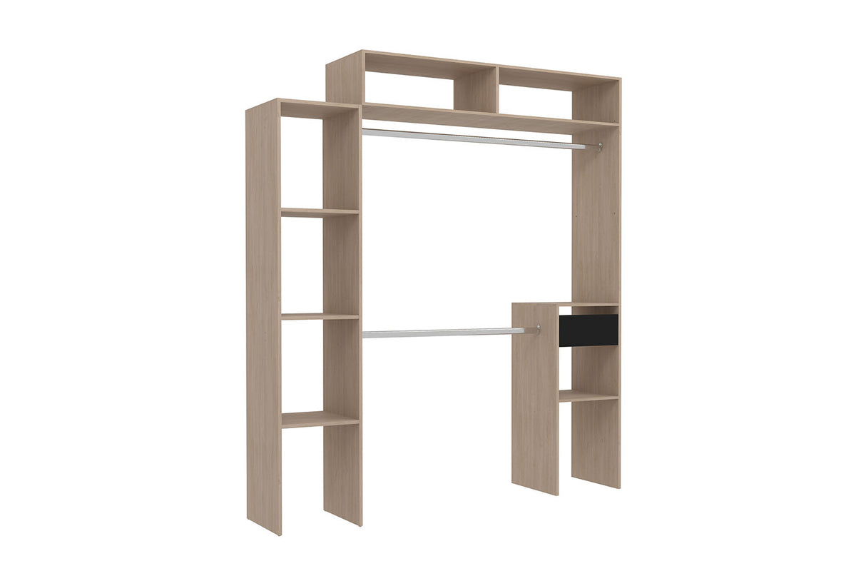 dressing extensible 2 placards + 4 étagères + 1 tiroir Elysée bois