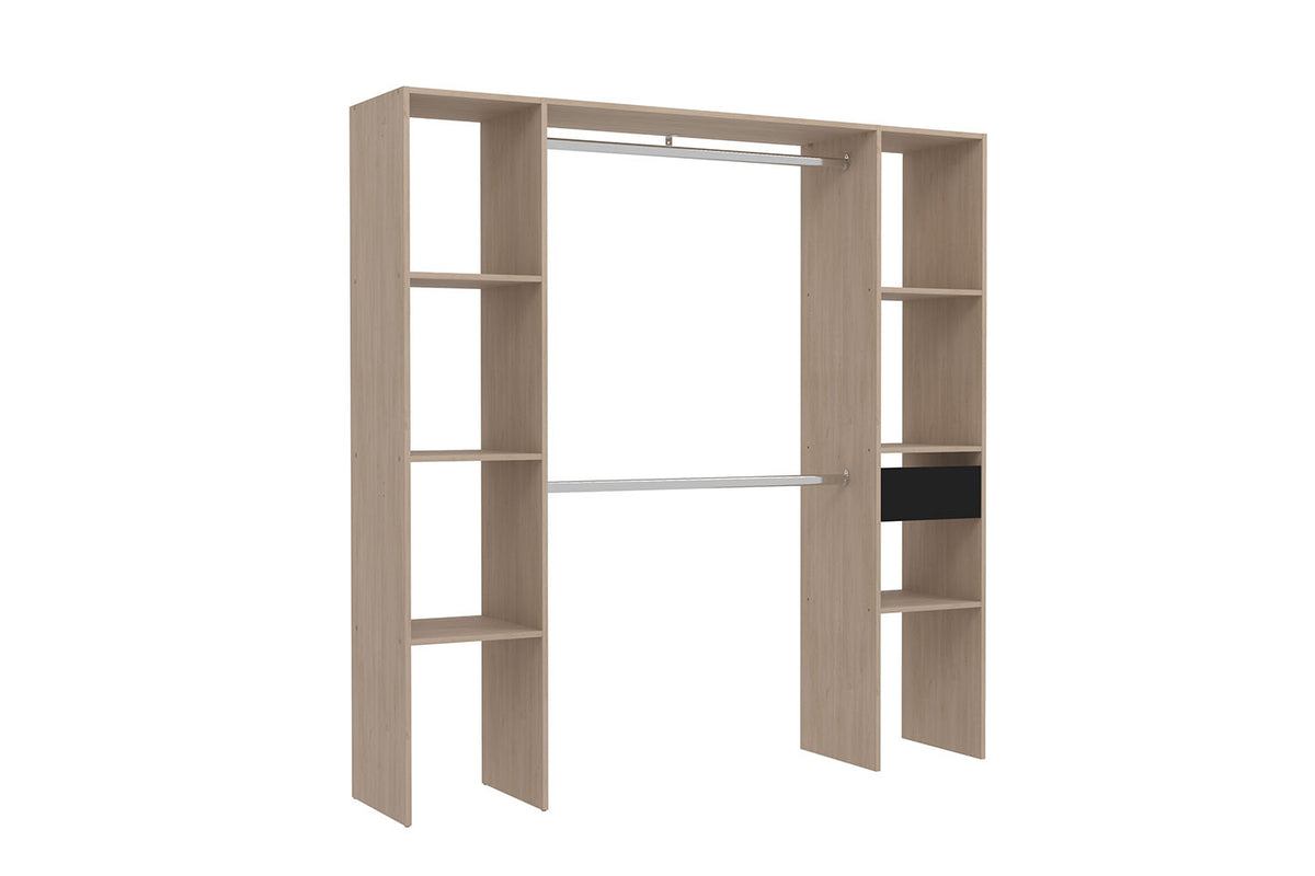 dressing fonctionnel 6 étagères + 1 tiroir et 2 placards Elysée bois