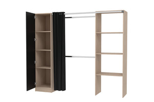 dressing industriel en bois avec verrières et penderies et 6 étagères