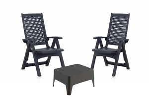 ensemble 2 fauteuils et une table d'appoint gris anthracite