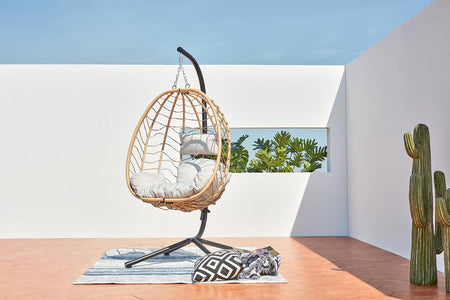 fauteuil suspendu Naturel avec aspect rotin et support